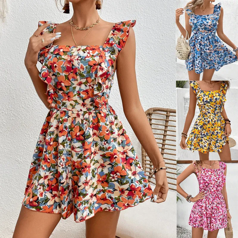 🌸 Women's Sleeveless Square Neck Printed Jumpsuit made by Zulily