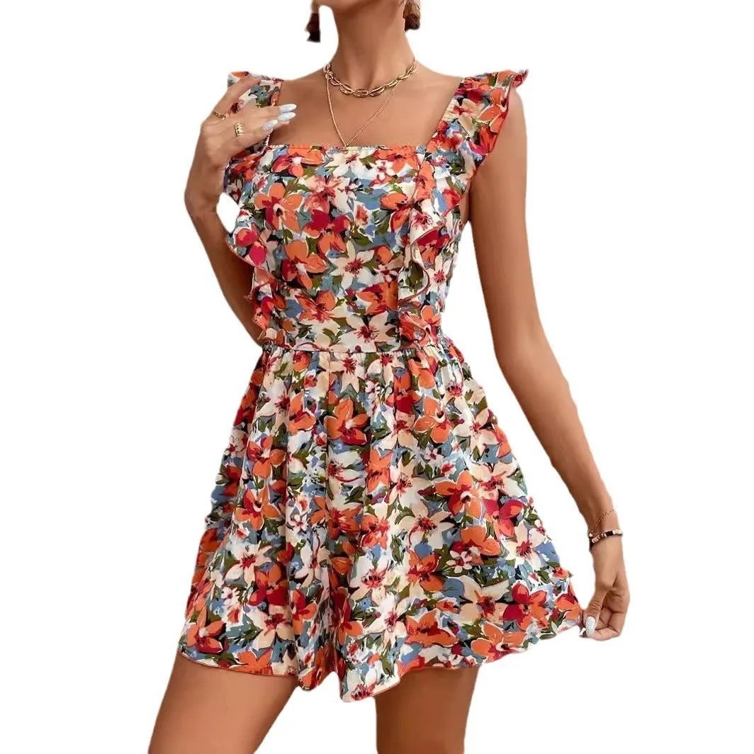 🌸 Women's Sleeveless Square Neck Printed Jumpsuit sold by Zulily product image thumbnail 5
