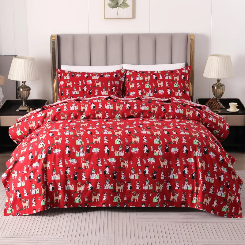 Mocassi 4-Piece Holiday Cotton Flannel Sheet Set - 100% Turkish Cotton made by Zulily