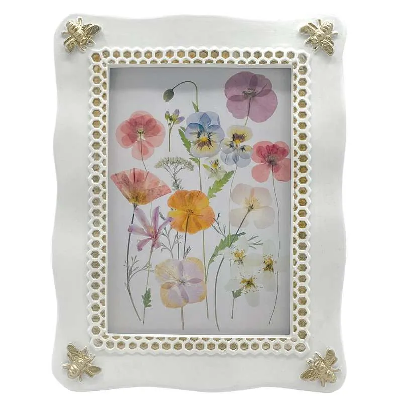 Off‑White Tabletop Frame with Gold Bumblebee Accents made by Zulily