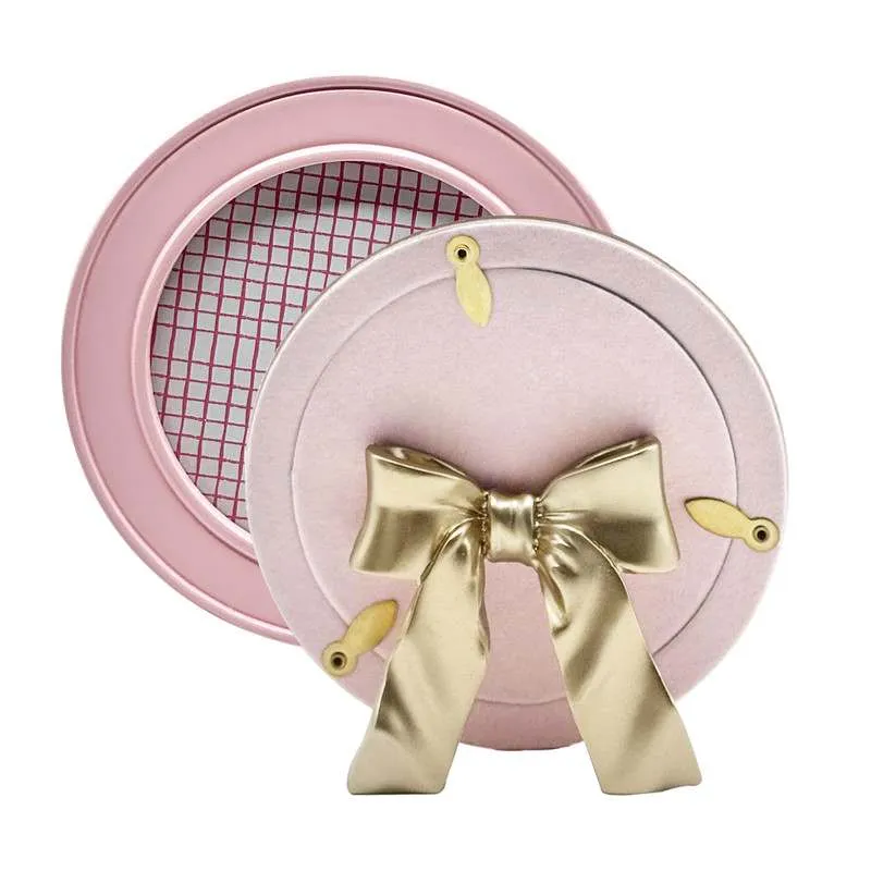 Pink Round Picture Frame with Gold Bow Easel Stand made by Zulily