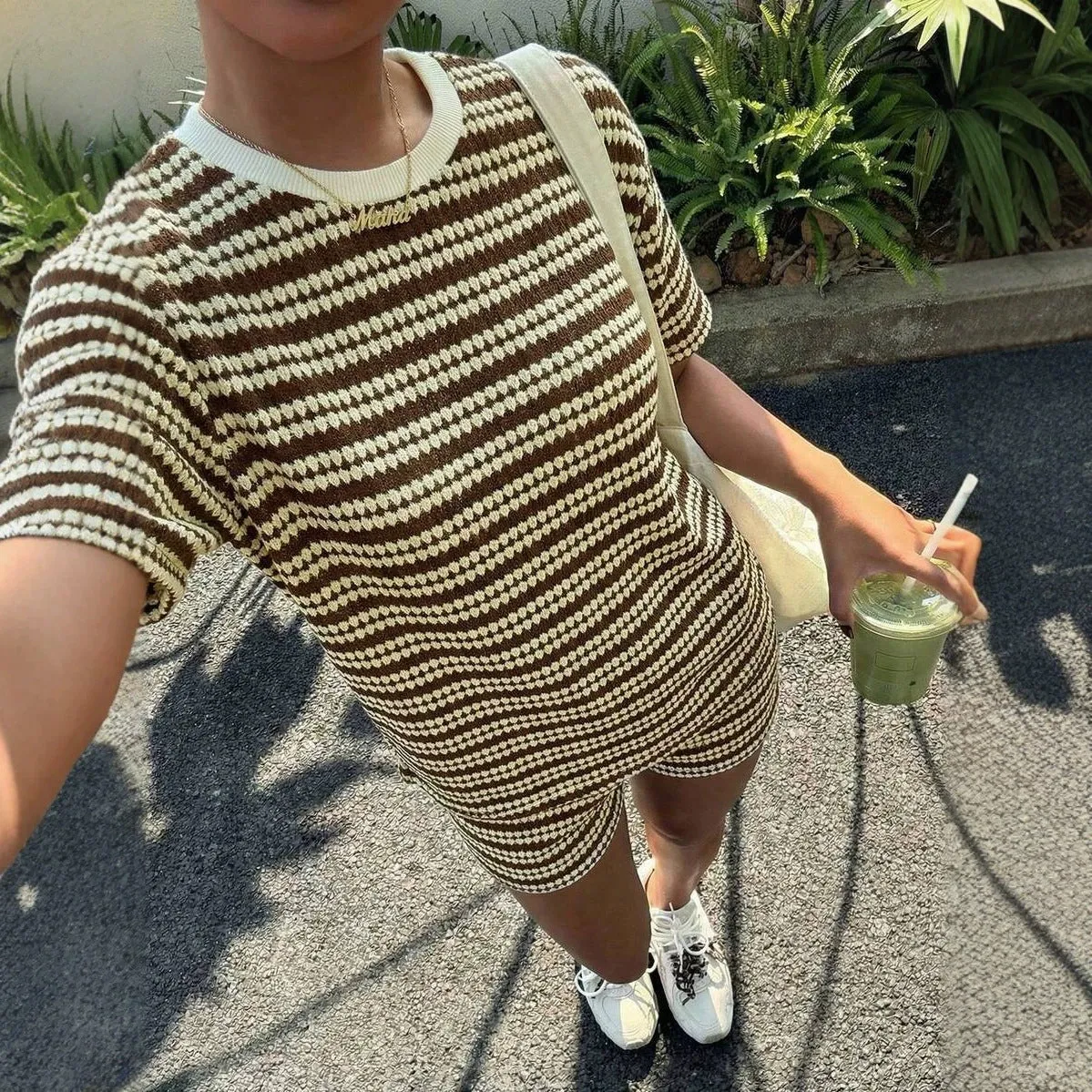 Women's Crew-Neck Spliced Short-Sleeve T-Shirt & Shorts Set sold by Zulily product image thumbnail 2