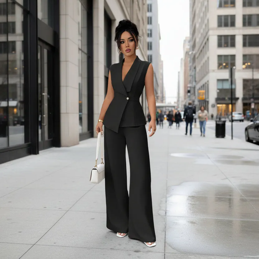 Women's Sleeveless Blazer & Straight-Leg Pants Two-Piece Set sold by Zulily product image thumbnail 2