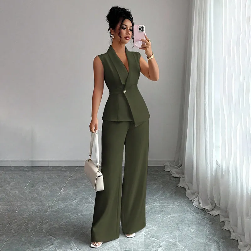 Women's Sleeveless Blazer & Straight-Leg Pants Two-Piece Set sold by Zulily product image thumbnail 3