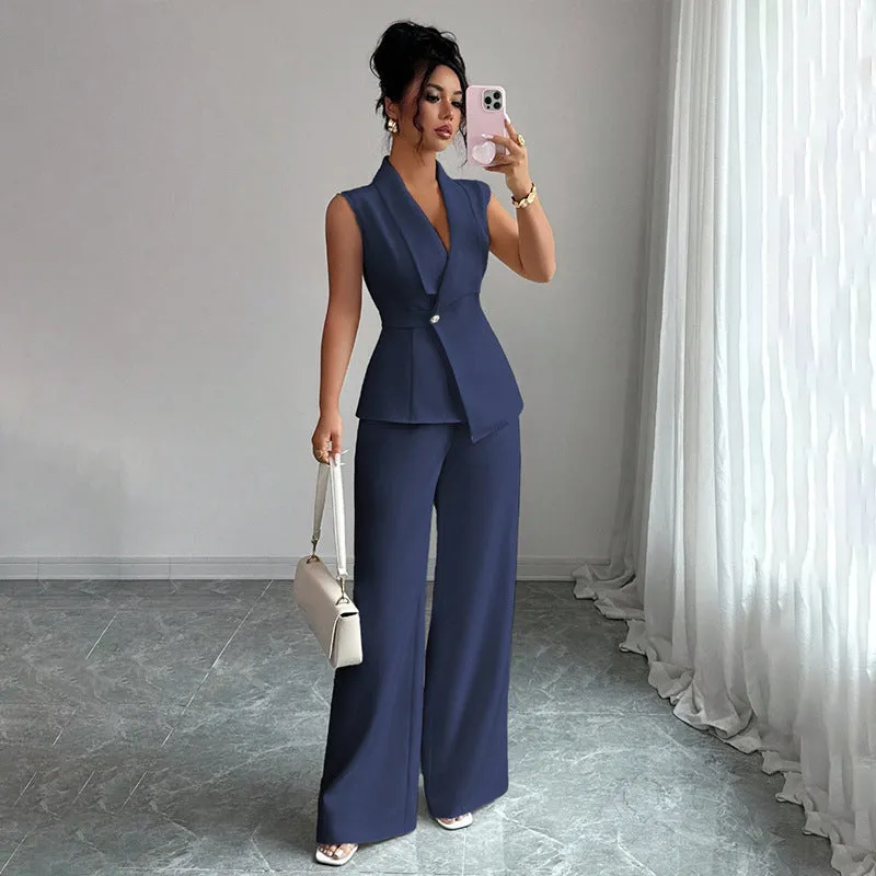 Women's Sleeveless Blazer & Straight-Leg Pants Two-Piece Set sold by Zulily product image thumbnail 4