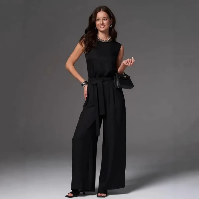 Sleeveless Cotton-Linen Wide-Leg Pants Set – 4 Colors, S–2XL made by Zulily