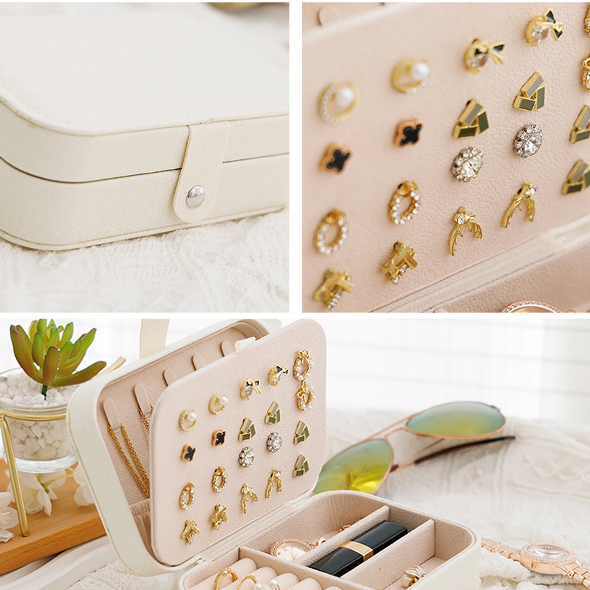 Portable Travel Jewelry Box Small PU Leather Organizer Case sold by Zulily product image thumbnail 5