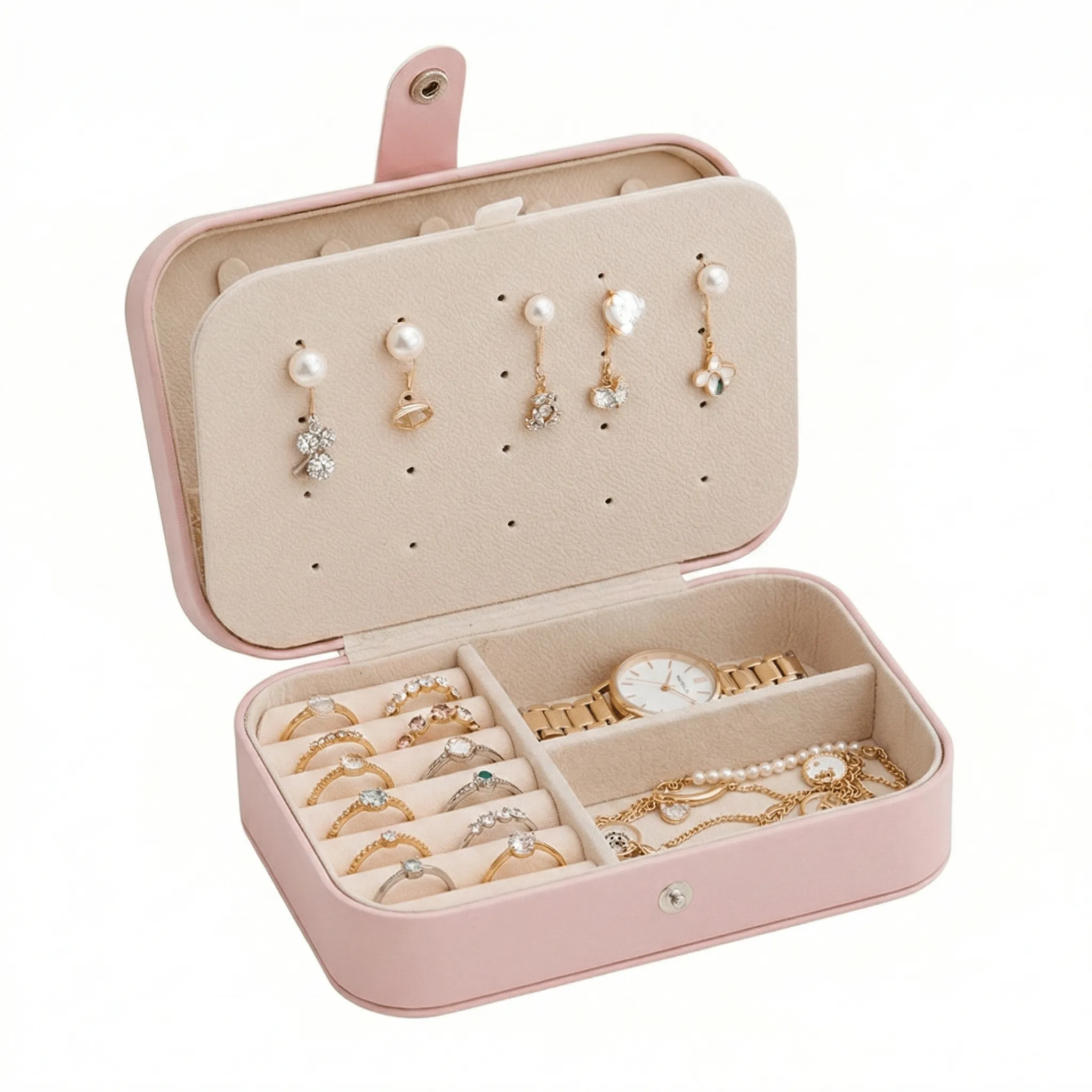 Portable Travel Jewelry Box Small PU Leather Organizer Case sold by Zulily product image thumbnail 2