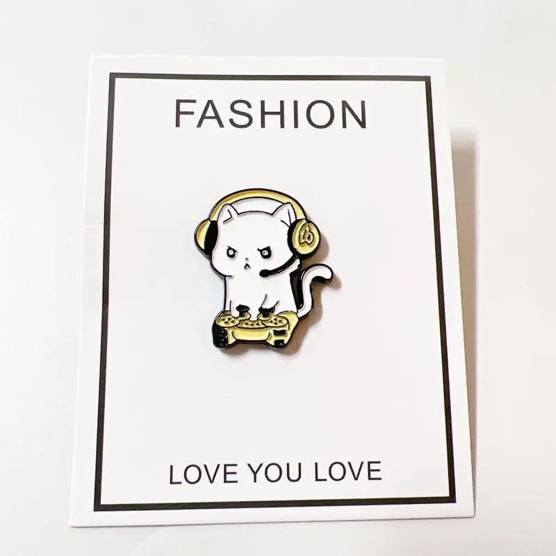 Gamer Cat Enamel Pin for Jackets, Bags, and Cat Lovers sold by Zulily product image thumbnail 2