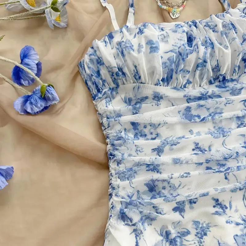 Boho Floral Spaghetti Strap Mini Dress – Ruched Ruffle Hem Vacation Sundress sold by Zulily product image thumbnail 5