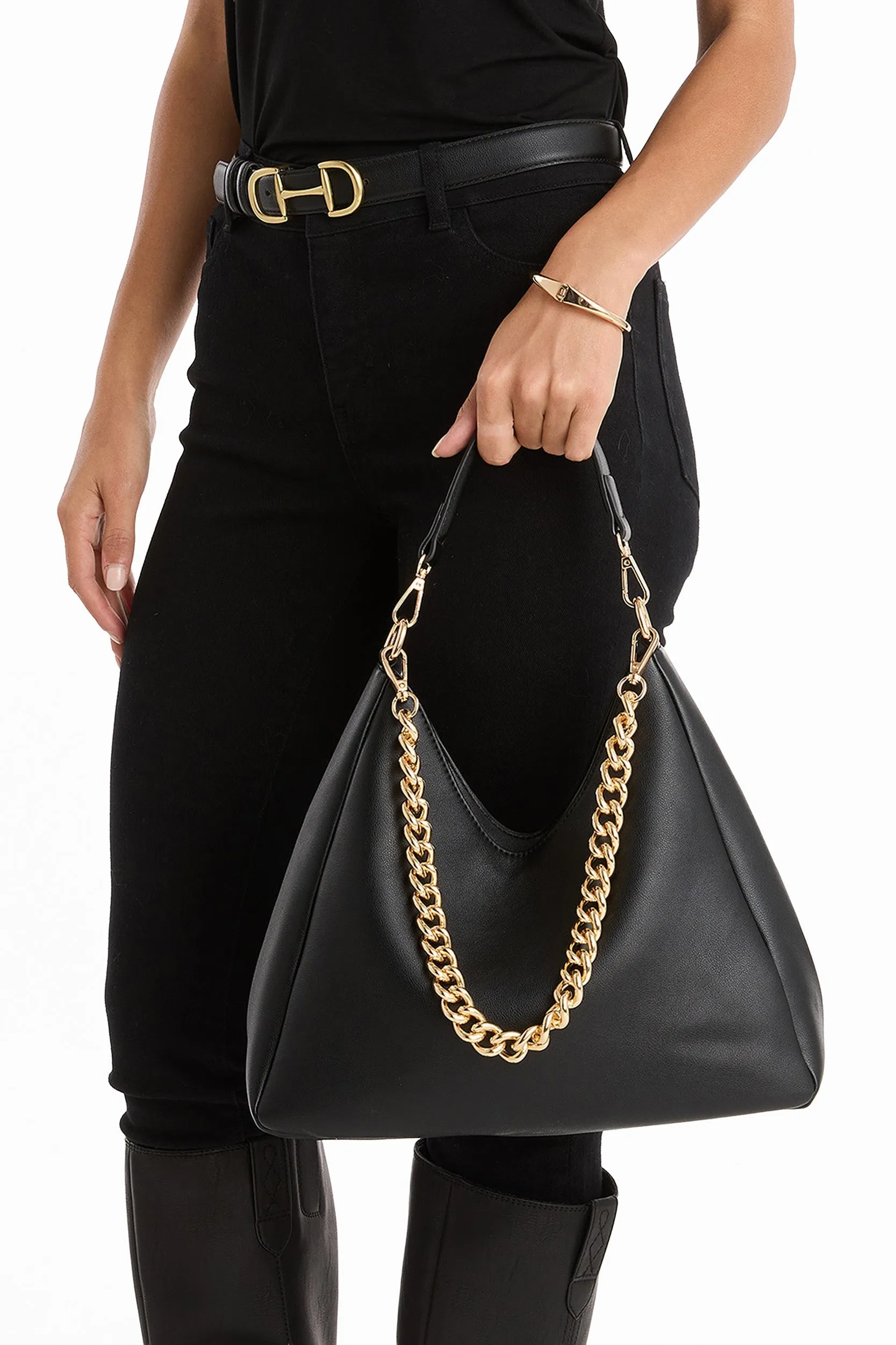 Tribeca Chain Leather Bag - Black sold by Zulily product image thumbnail 3