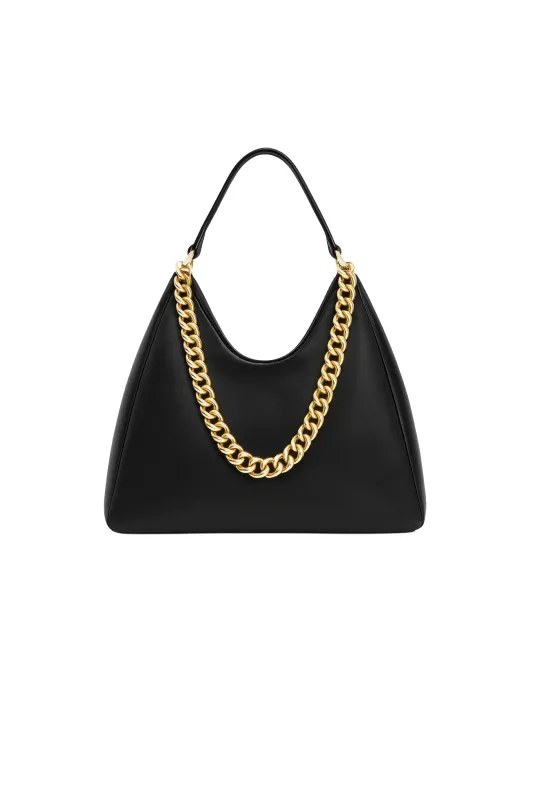 Tribeca Chain Leather Bag - Black made by Zulily