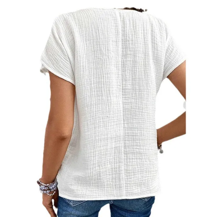 š Women's Summer Solid Color Short-Sleeved Button Cardigan Top sold by Zulily product image thumbnail 4