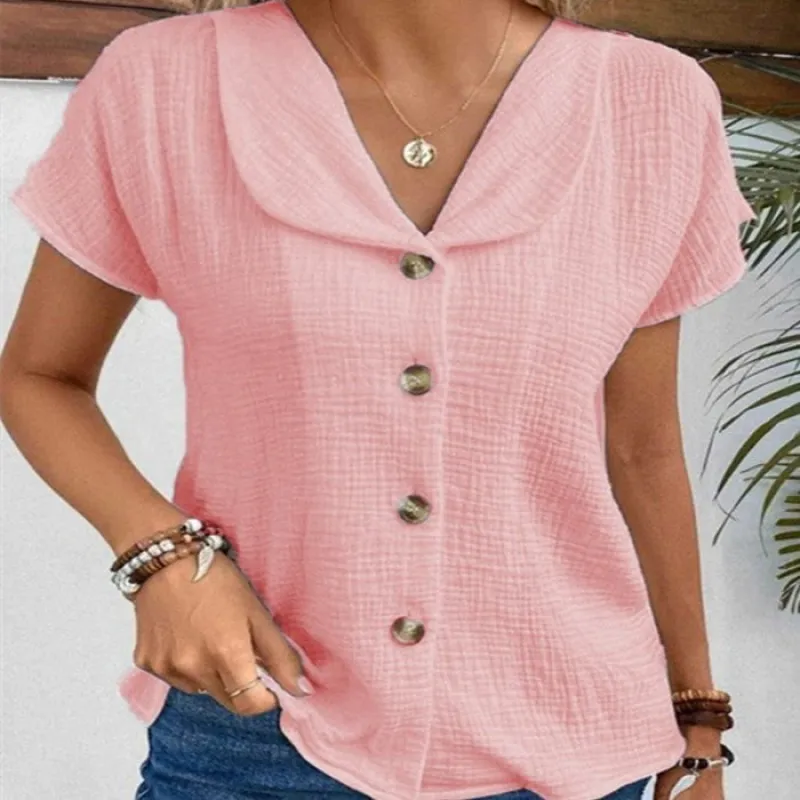 🌞 Women's Summer Solid Color Short-Sleeved Button Cardigan Top made by Zulily