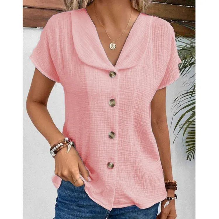 š Women's Summer Solid Color Short-Sleeved Button Cardigan Top sold by Zulily product image thumbnail 2