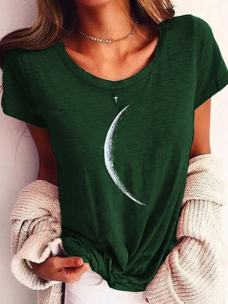 Wide Collar Printed T-Shirt – Casual Short Sleeve Top for Women sold by Zulily