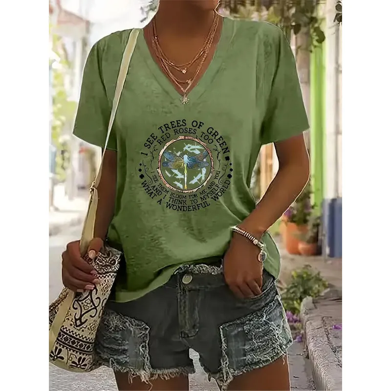 Letter Print Short Sleeve T-Shirt Casual Summer Top made by Zulily