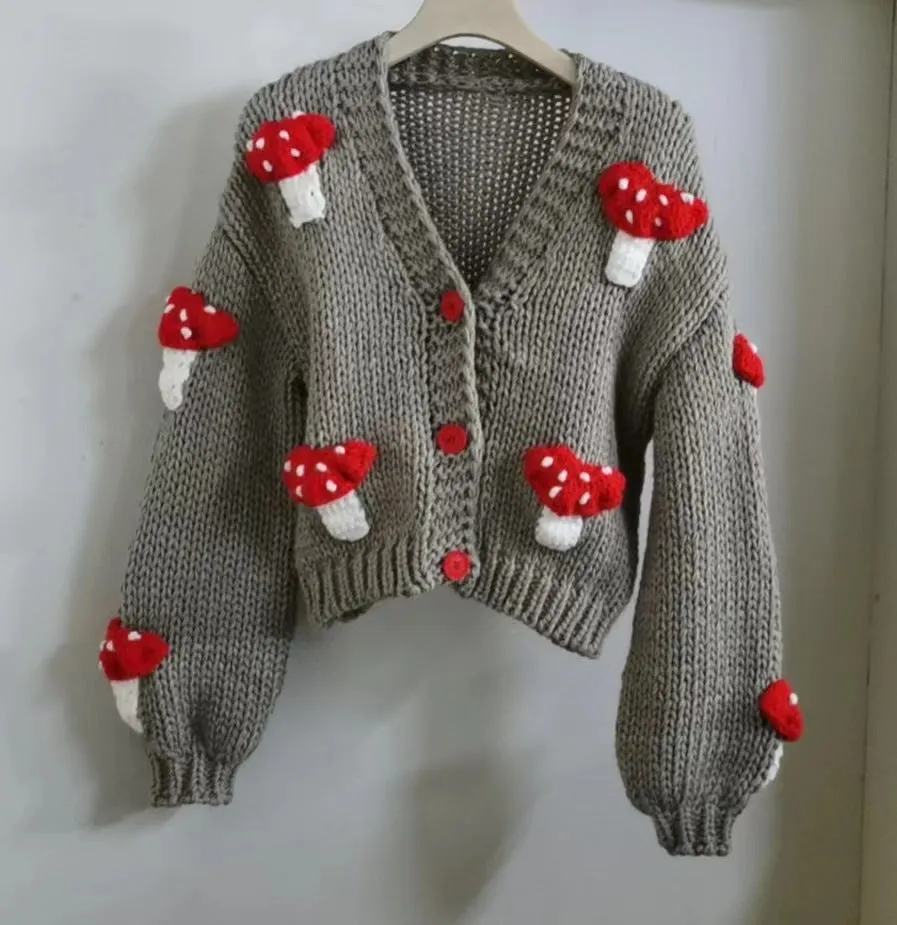 Women’s Mushroom Crochet Short Cardigan sold by Zulily product image thumbnail 4