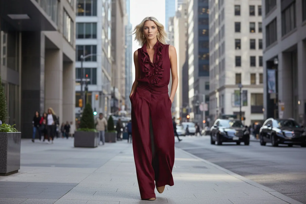 Women’s Linen Blend Two-Piece Set – Sleeveless Shirt & Wide-Leg Pants sold by Zulily