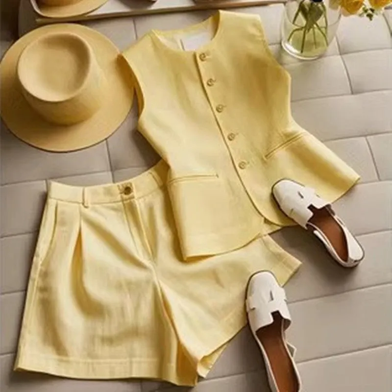 Suit Vest Suit Women's Cotton And Linen made by Zulily