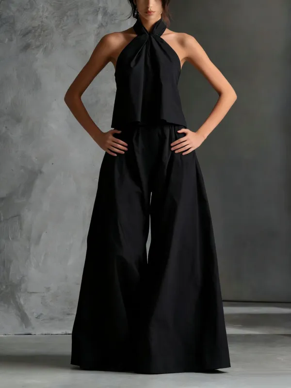 Loose-Fitting Sleeveless Top and Wide-Leg Pants Two-Piece Set. made by Zulily
