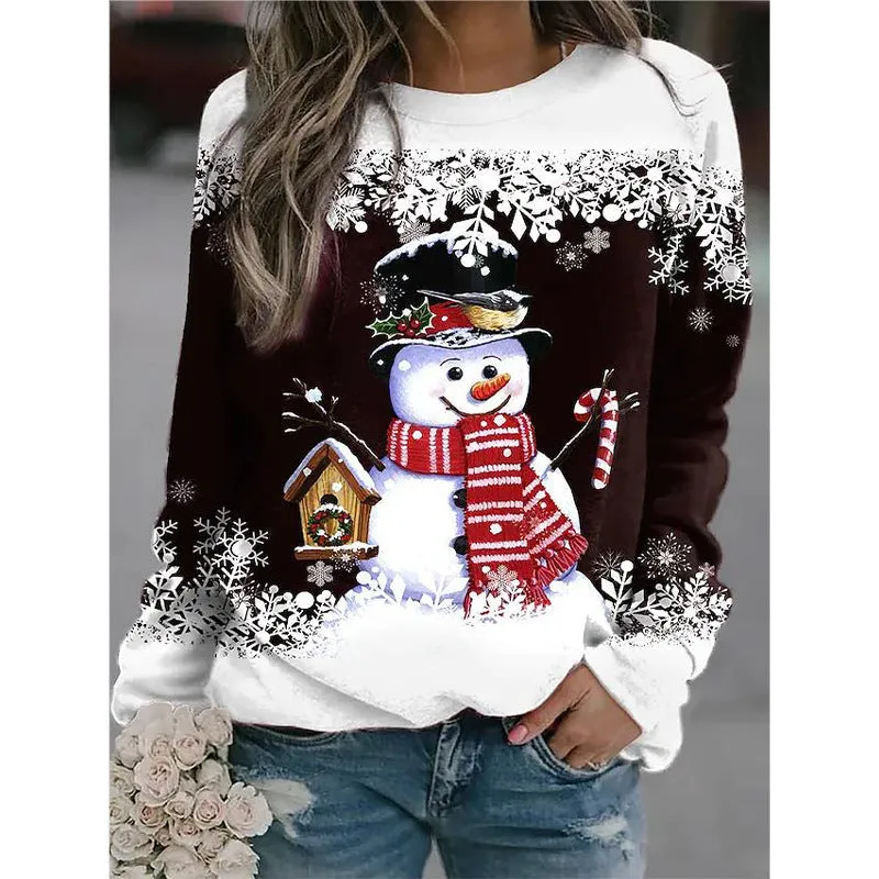Snowman Printed Panel Loose Sweater – Casual Holiday Knit for Women sold by Zulily product image thumbnail 5