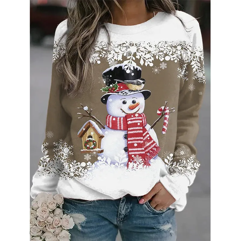 Snowman Printed Panel Loose Sweater – Casual Holiday Knit for Women sold by Zulily product image thumbnail 3