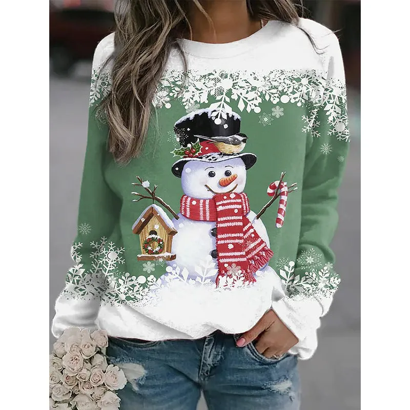 Snowman Printed Panel Loose Sweater – Casual Holiday Knit for Women sold by Zulily product image thumbnail 4
