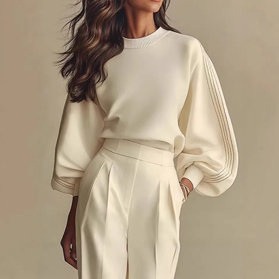 Women’s Round Neck Sweatshirt & Pants Set – Casual Long Sleeve Two-Piece Outfit sold by Zulily product image thumbnail 5