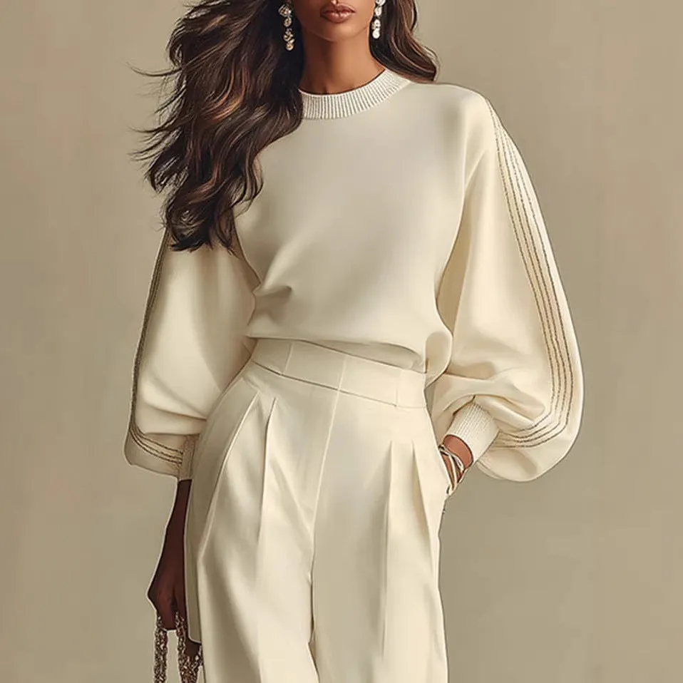 Women’s Round Neck Sweatshirt & Pants Set – Casual Long Sleeve Two-Piece Outfit sold by Zulily product image thumbnail 2