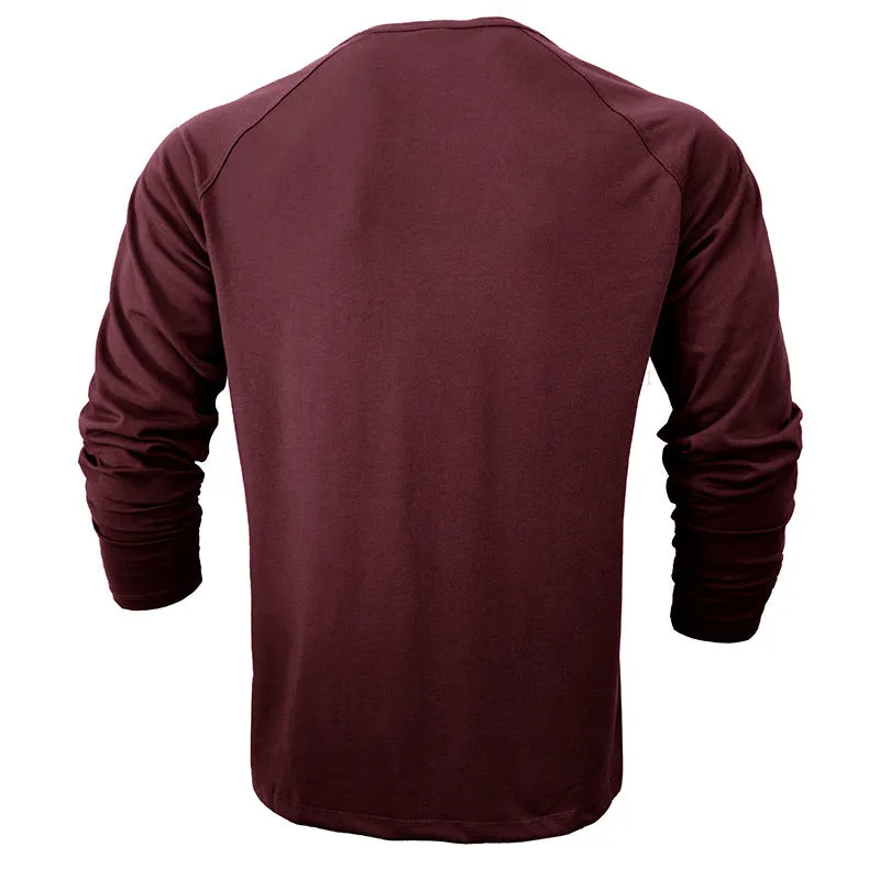 Mens Round Neck Henry Solid Color Long Sleeve T shirt sold by Zulily product image thumbnail 2