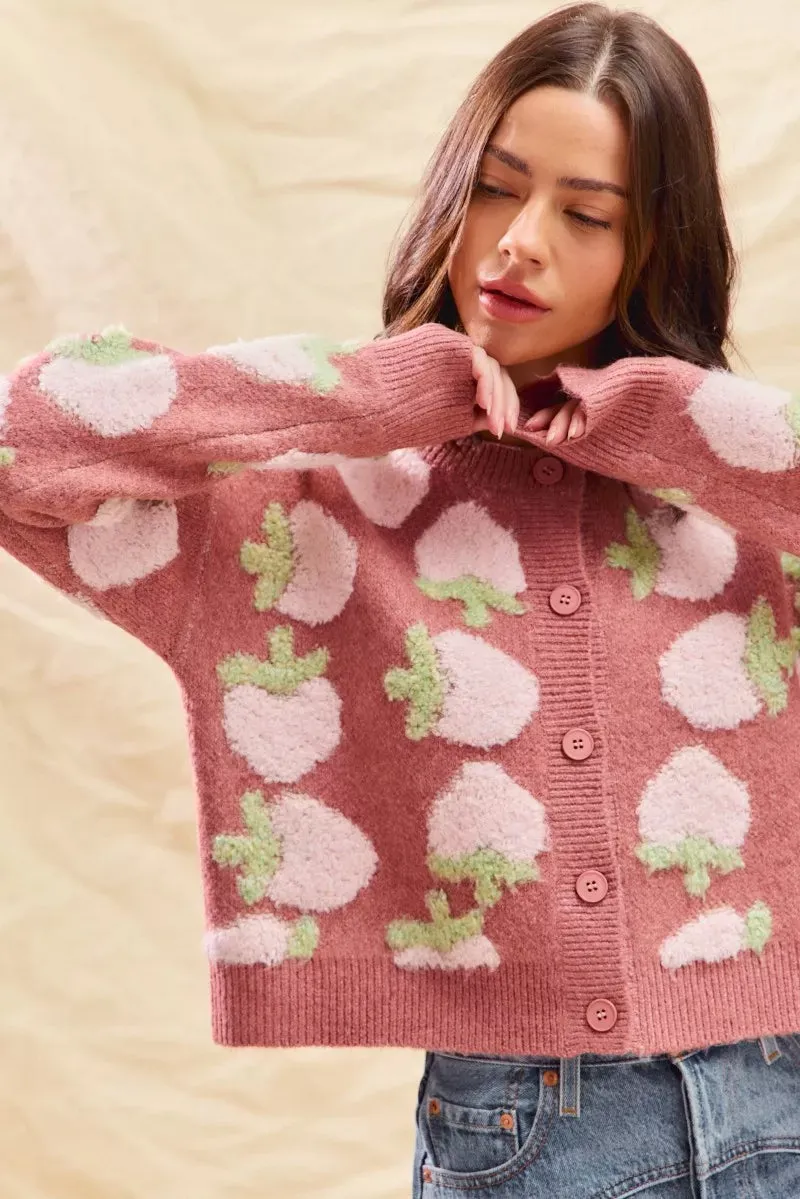 SO ME Strawberry Fruit All Over Button Sweater Cardigan sold by Zulily product image thumbnail 2