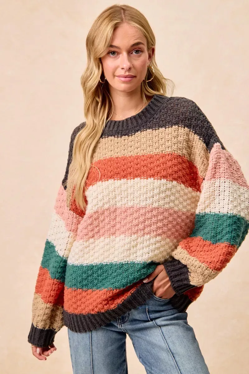 BiBi Stripes Color Block Chunky Sweater sold by Zulily product image thumbnail 2