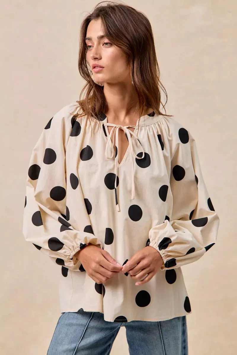 BiBi Polka Dot Exaggerated Balloon Sleeves Blouse sold by Zulily product image thumbnail 3