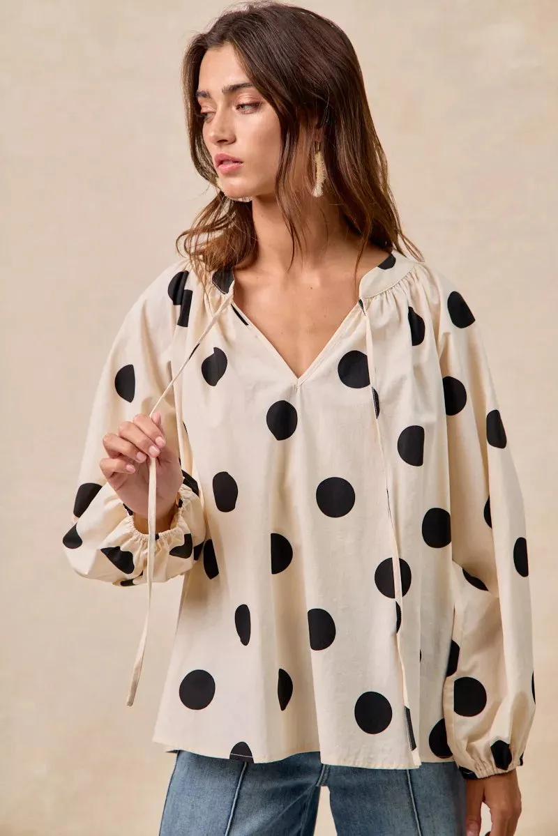 BiBi Polka Dot Exaggerated Balloon Sleeves Blouse sold by Zulily product image thumbnail 4