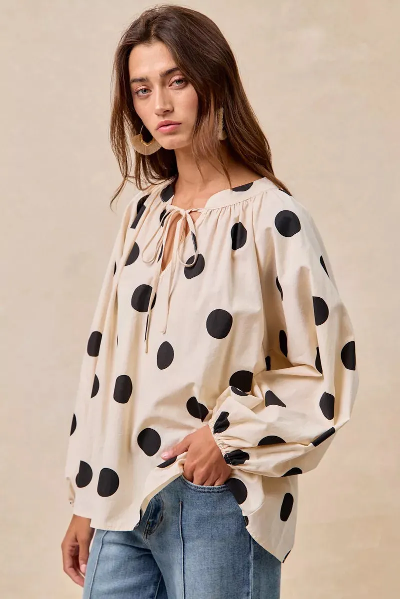 BiBi Polka Dot Exaggerated Balloon Sleeves Blouse sold by Zulily product image thumbnail 5