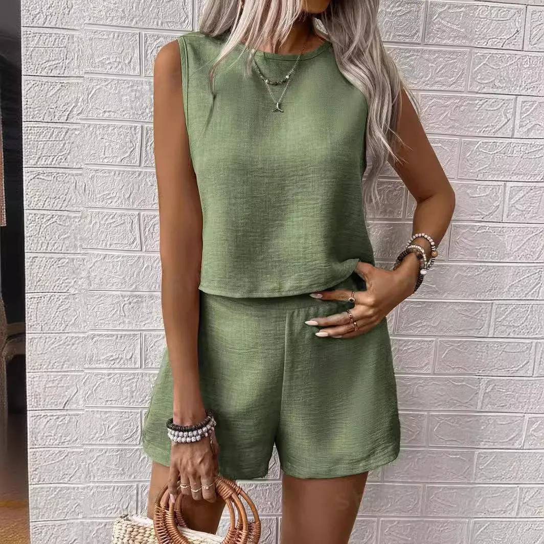 π Women's Solid Color Sleeveless Vest & Shorts Set sold by Zulily product image thumbnail 4