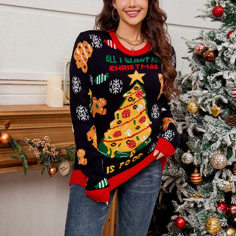 Loose Casual Women’s Christmas Tree Contrast-Color Jacquard Sweater sold by Zulily product image thumbnail 3