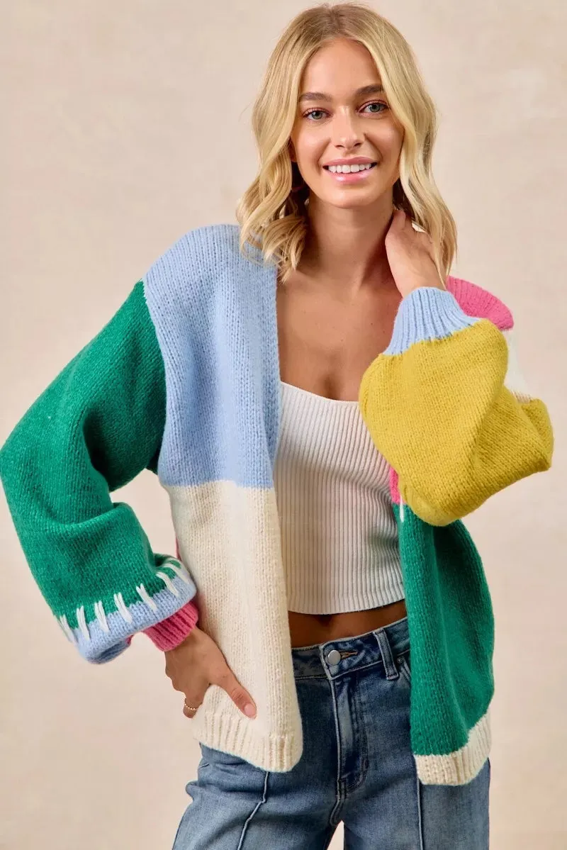 BiBi Color Block Open Front Sweater Cardigan sold by Zulily product image thumbnail 4