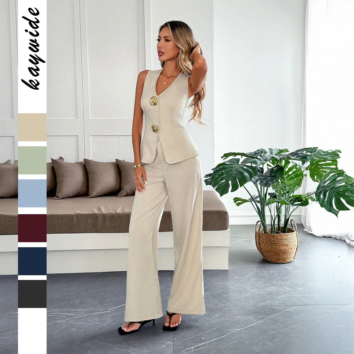 Women’s Summer Two Piece Set – Vest & Straight Leg Pants sold by Zulily