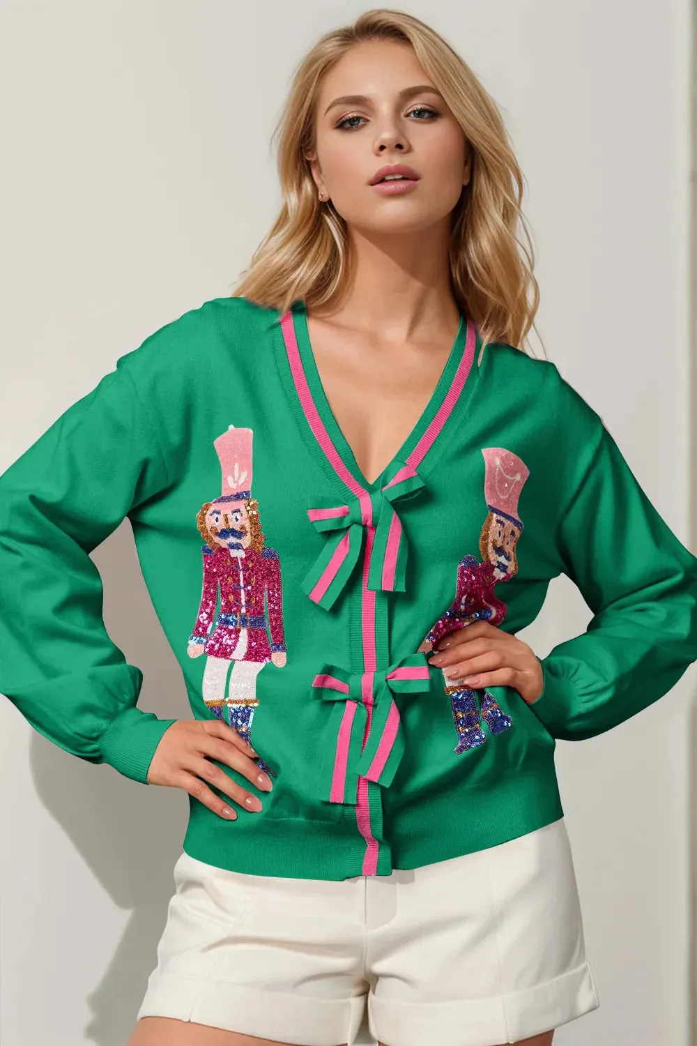 Nutcracker Sequin Bow Decor Cardigan sold by Zulily product image thumbnail 5