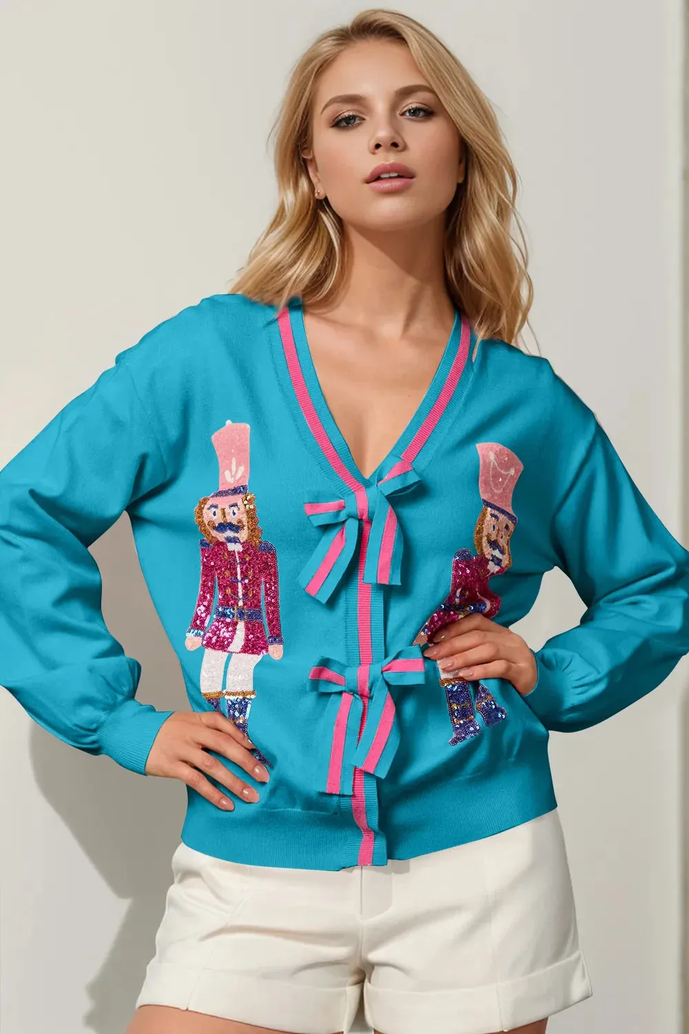 Nutcracker Sequin Bow Decor Cardigan sold by Zulily product image thumbnail 3