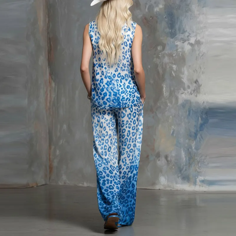Loose-fit Leopard-print Sleeveless Shirt And Trousers Two-piece Set sold by Zulily product image thumbnail 4
