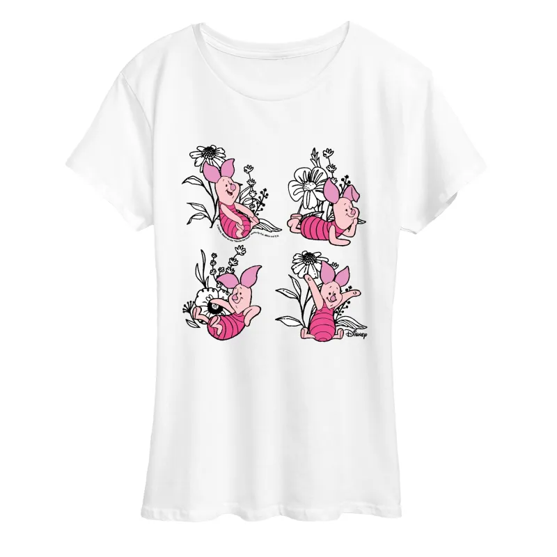 Winnie the Pooh - Piglet Flowers - Women's Short Sleeve Graphic T-Shirt made by Zulily