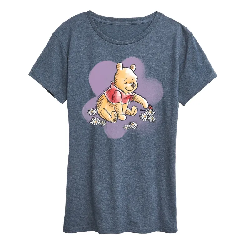 Winnie the Pooh -  Water Color Pooh Floral - Women's Short Sleeve Graphic T-Shirt made by Zulily