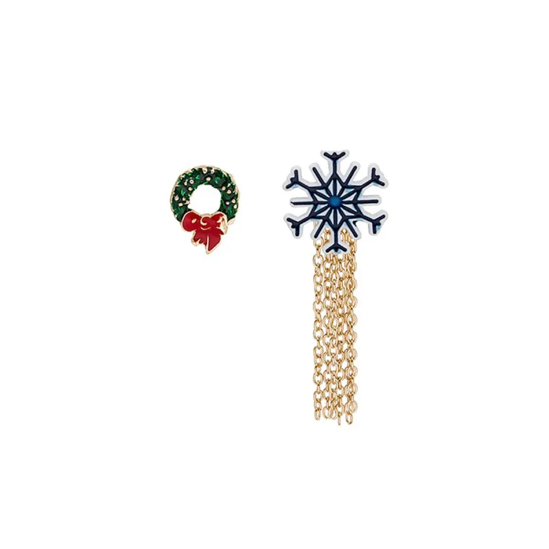 Blue Enamel & Goldtone Bow Snowflake Tassel Brooch Set made by Zulily