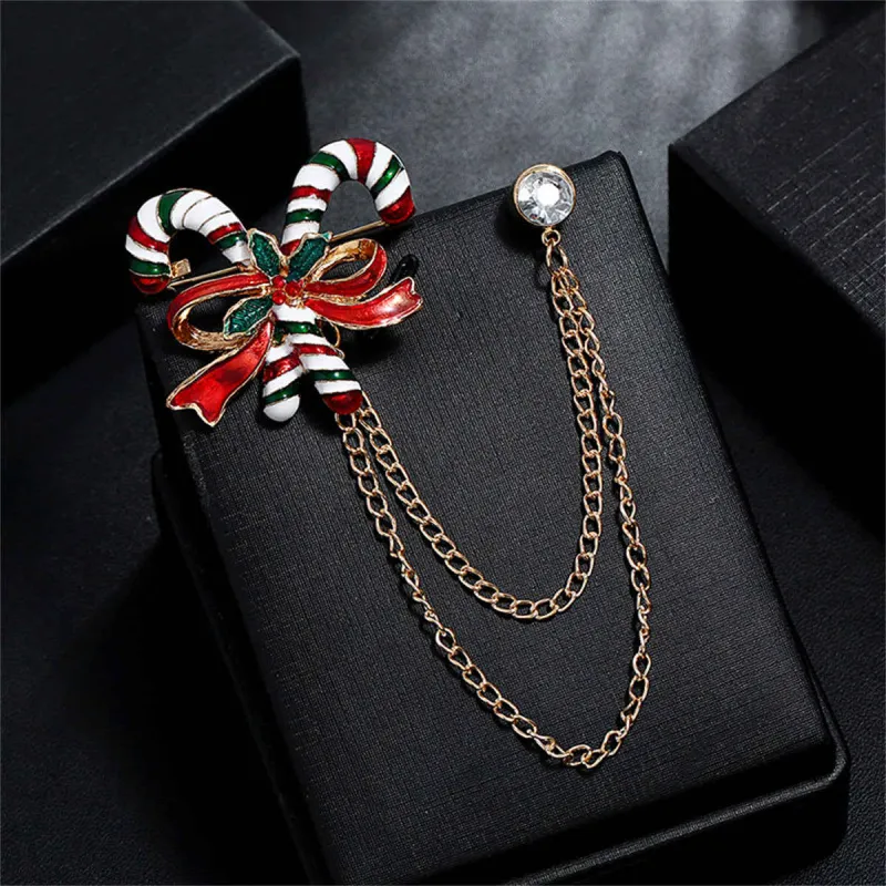 Cubic Zirconia & Goldtone Candy Cane Chain Brooch made by Zulily