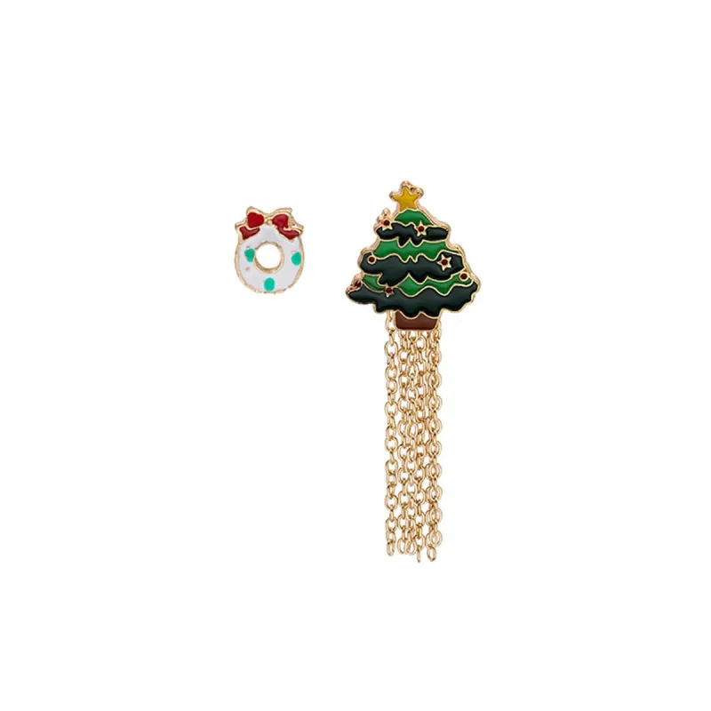 Green Enamel & Goldtone Bow Christmas Tree Tassel Brooch Set made by Zulily