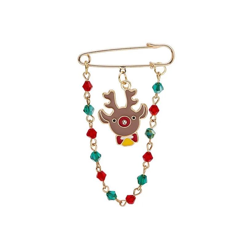 Red & Green Beaded-Chain Reindeer Pin Brooch made by Zulily