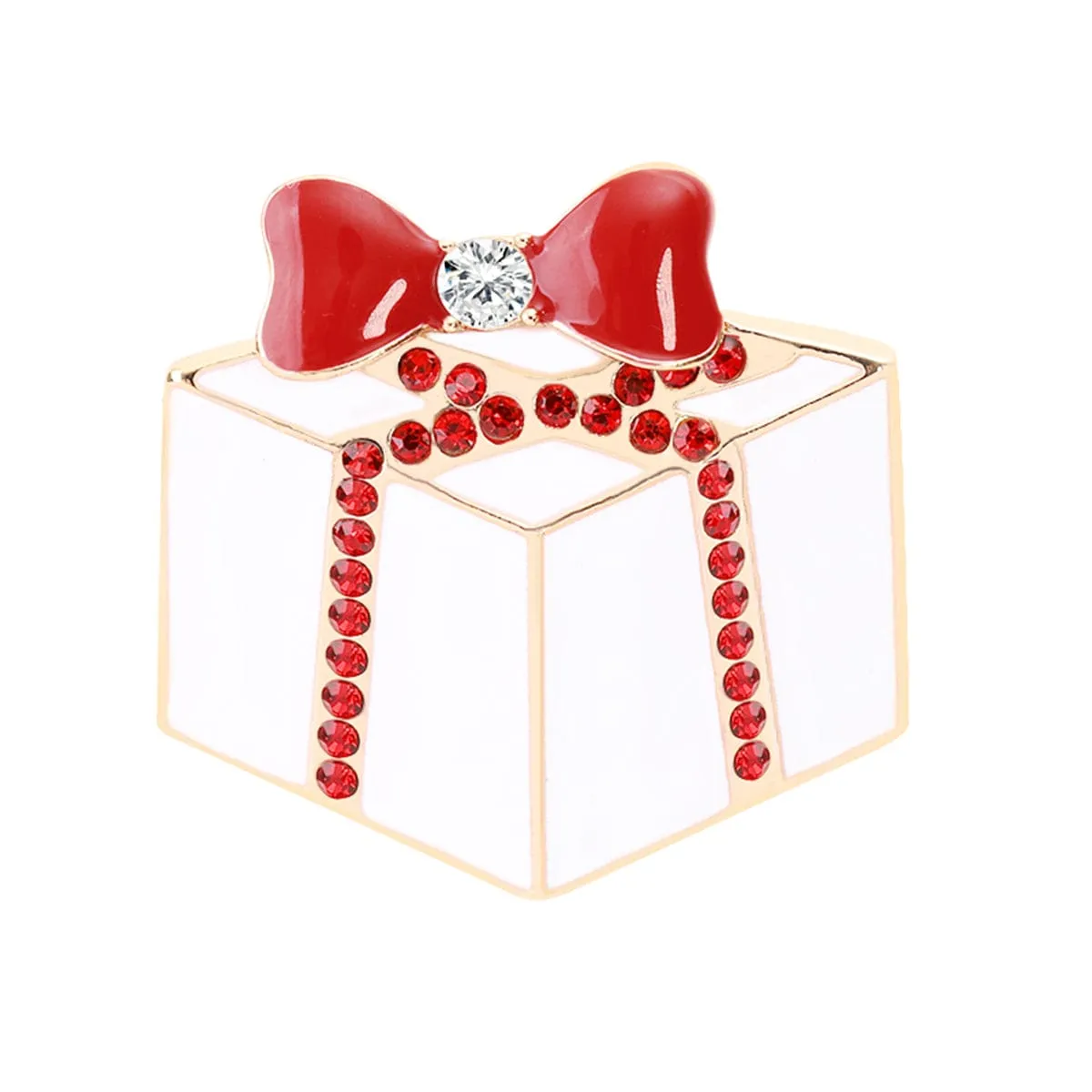 Red Cubic Zirconia & Enamel Goldtone Gift Brooch sold by Zulily
